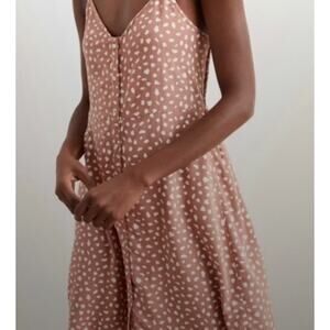 Aerie Beige Smocked Button Down Dress Size M